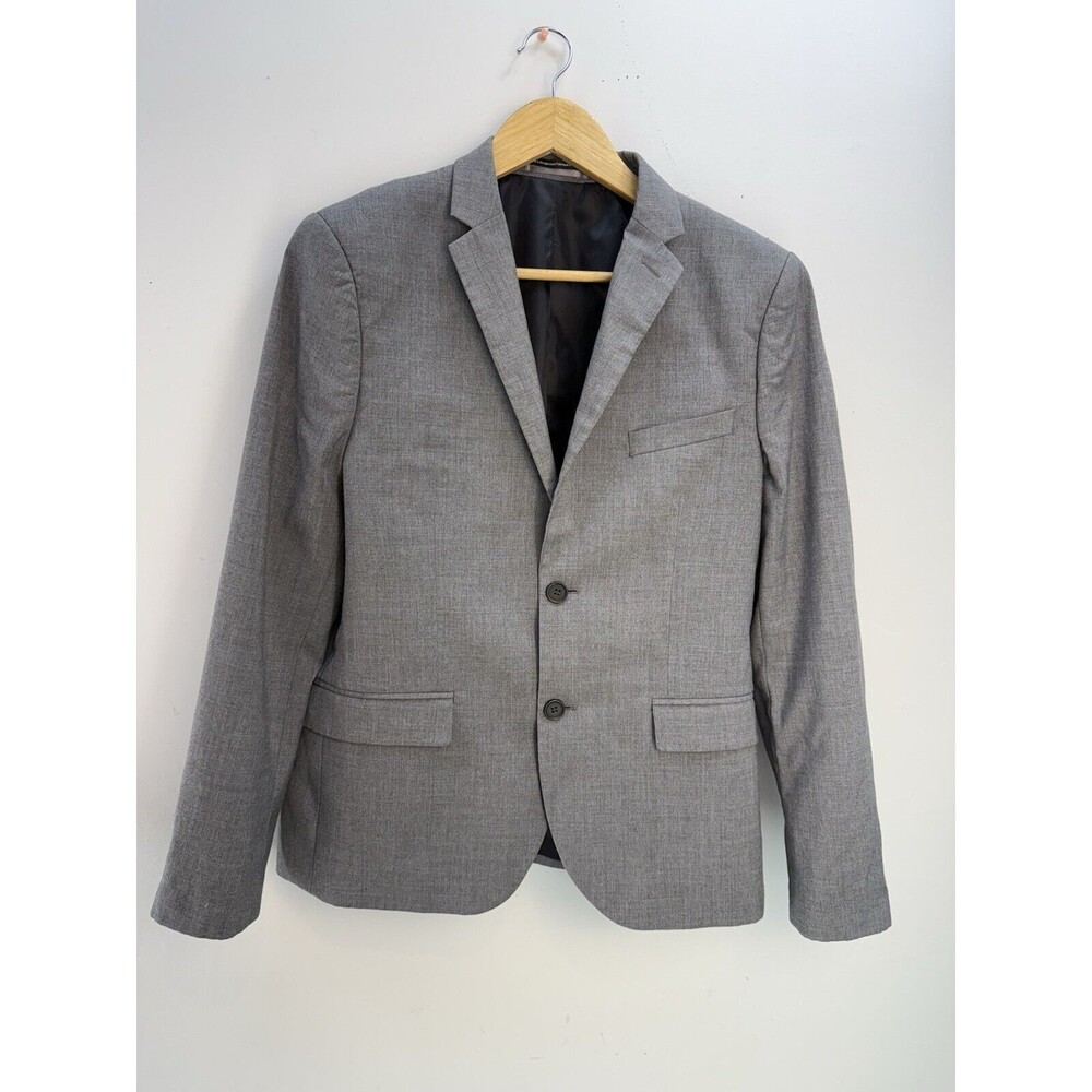 HM Slim Fit Blazer Mens 38R Gray  Elbow Patches Two Button - Picture 2 of 13